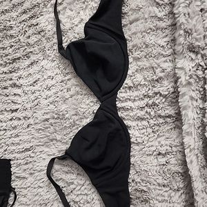 SKIMS Cotton Mesh Wired Unlined Bra Onyx 38B